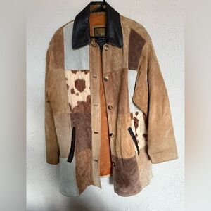 Vintage Express Patchwork Suede Coat